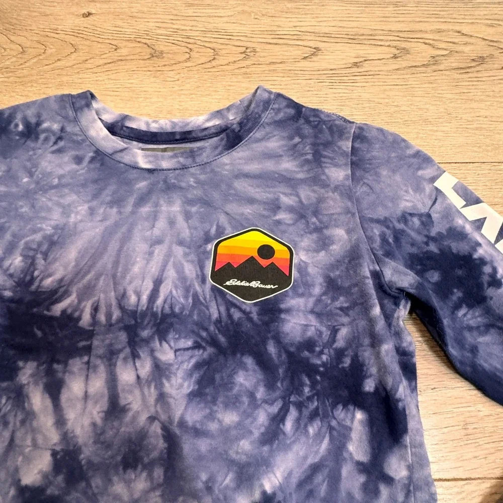 Eddie Bauer Kids Tie‎ Dye Long Sleeve Shirt Mountain Graphic Size XSmall XS 5/6